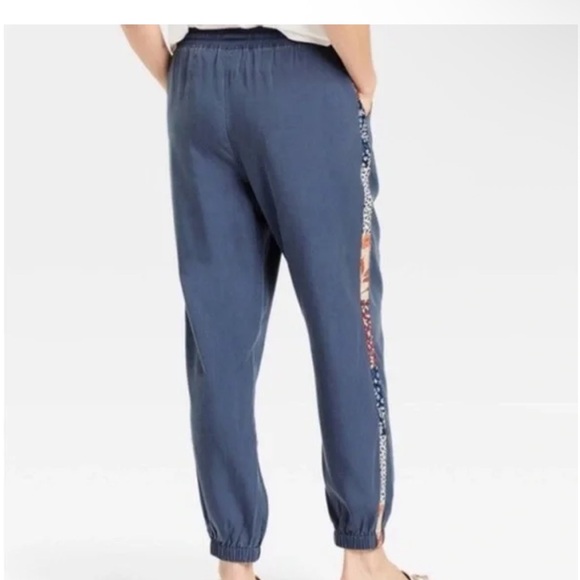 Knox Rose Navy blue Joggers Patterned Side Stripe floral oversize extra small XS - Picture 2 of 6